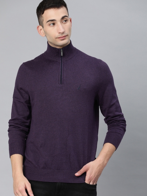 

Nautica Men Purple Solid Pullover Sweater