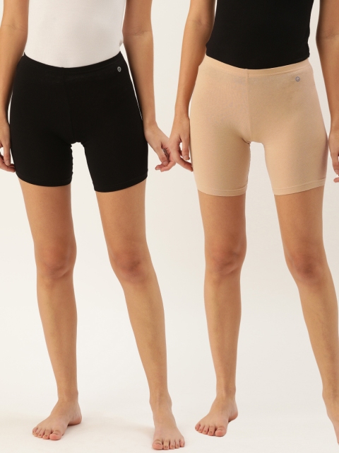 

Enamor Women Pack of 2 Solid Lounge Shorts, Black