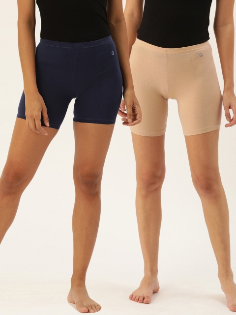 

Enamor Women Pack of 2 Solid Lounge Shorts, Navy blue