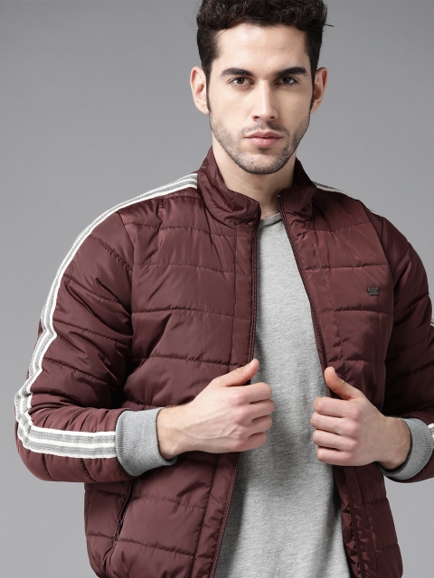 

Roadster Men Maroon Solid Padded Jacket