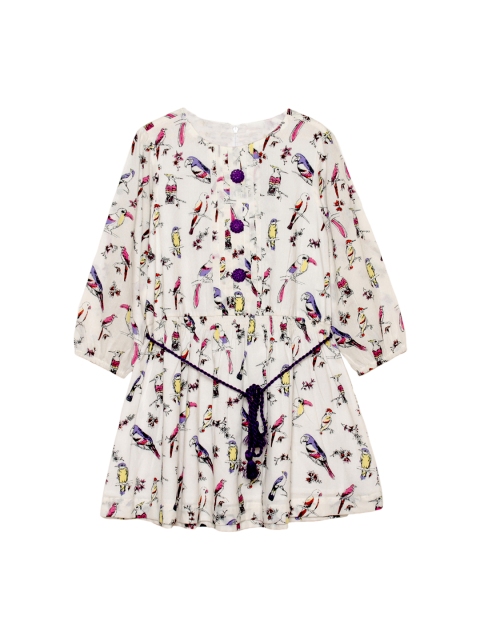 

My Little Lambs Girls White Printed A-Line Dress