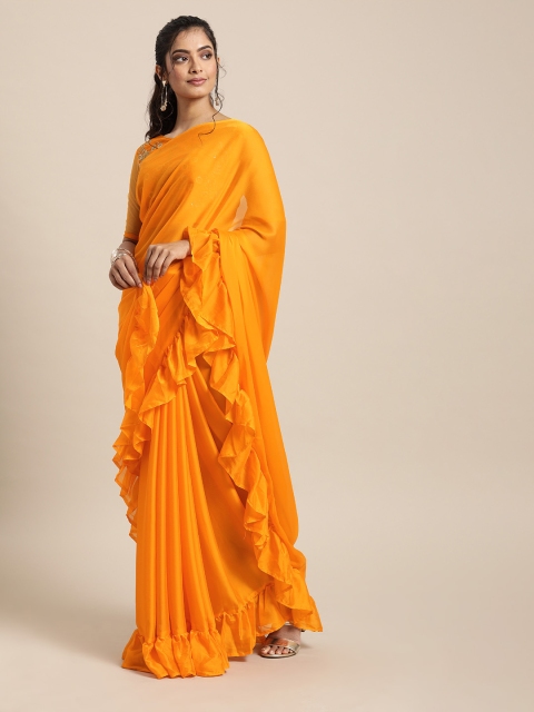 

SHAVYA Mustard Embroidered Silk Blend Saree