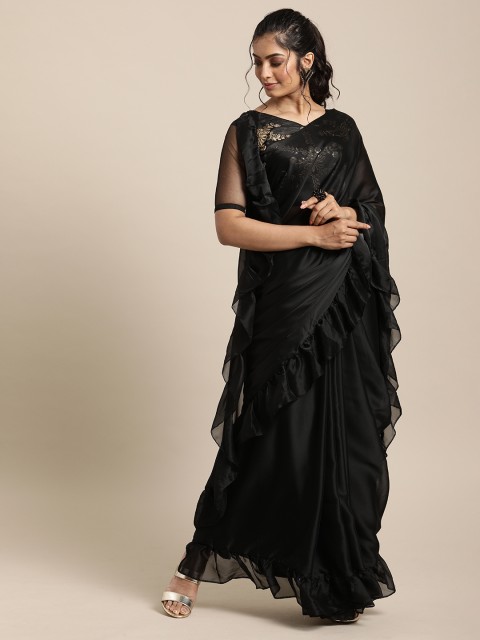 

SHAVYA Black Embroidered Silk Blend Saree