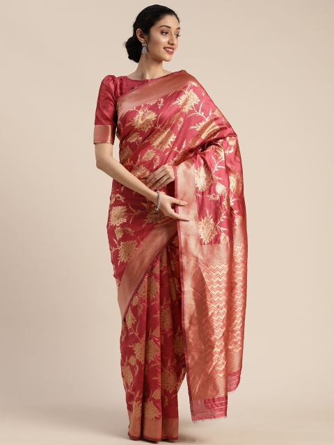 

KALINI Pink & Gold-Coloured Silk Blend Woven Design Saree