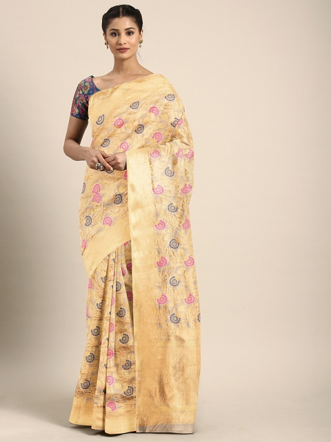 

KALINI Off-White & Gold-Toned Silk Blend Woven Design Saree