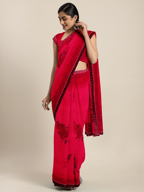 

KALINI Red & Black Pure Georgette Printed Saree