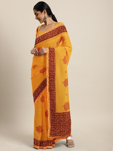 

KALINI Yellow Printed Pure Georgette Saree