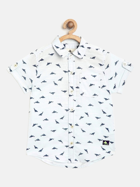 

Cherry Crumble Boys Blue Regular Fit Shark Print Casual Shirt