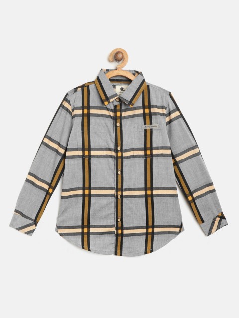 

Cherry Crumble Boys Grey & Black Regular Fit Checked Casual Shirt