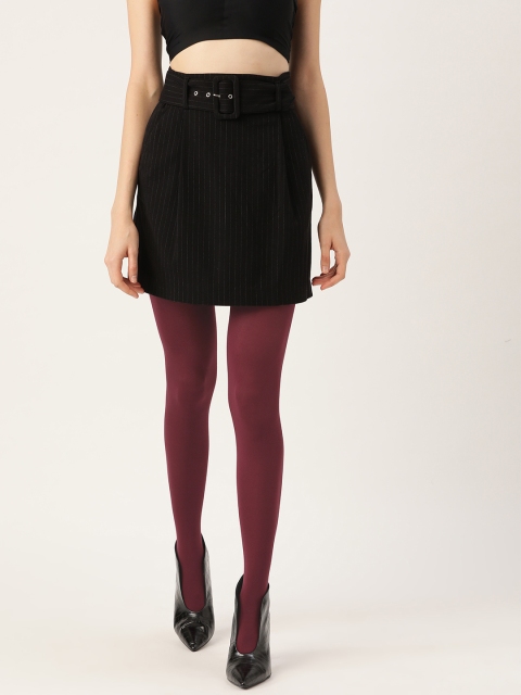 

20Dresses Women Burgundy Self Design Semi-Sheer Stockings