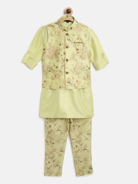 

Readiprint Fashions Boys Green Solid Kurta with Printed Trousers & Nehru Jacket