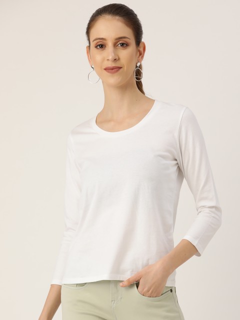 

20Dresses Women White Solid Round Neck T-shirt