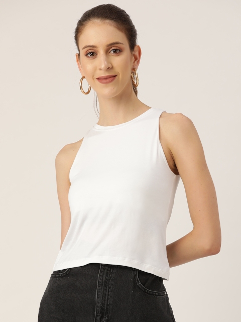 

20Dresses Women White Solid Round Neck T-shirt