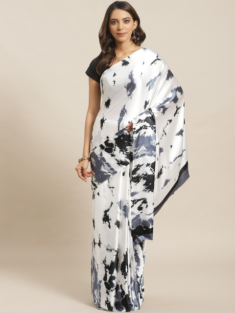 

Mitera White & Grey Printed Saree