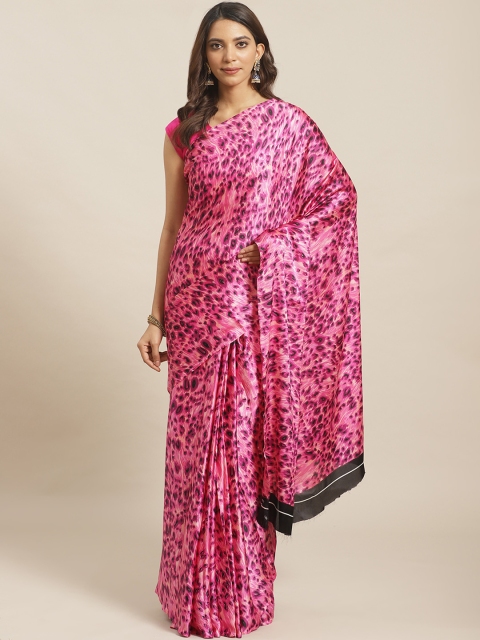 

Mitera Pink & Black Animal Printed Saree
