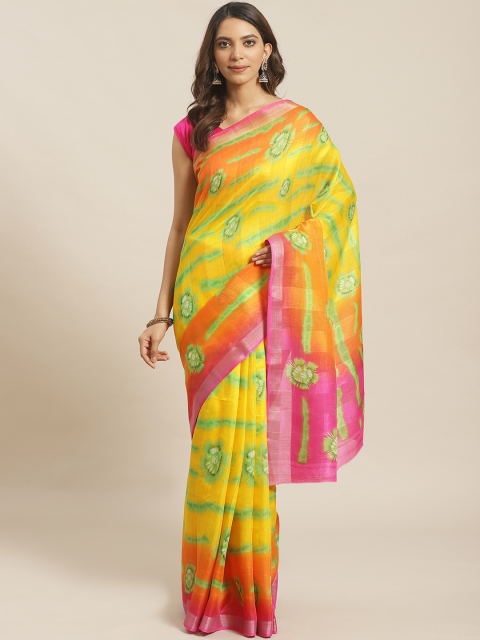 

KALINI Yellow & Green Printed Saree