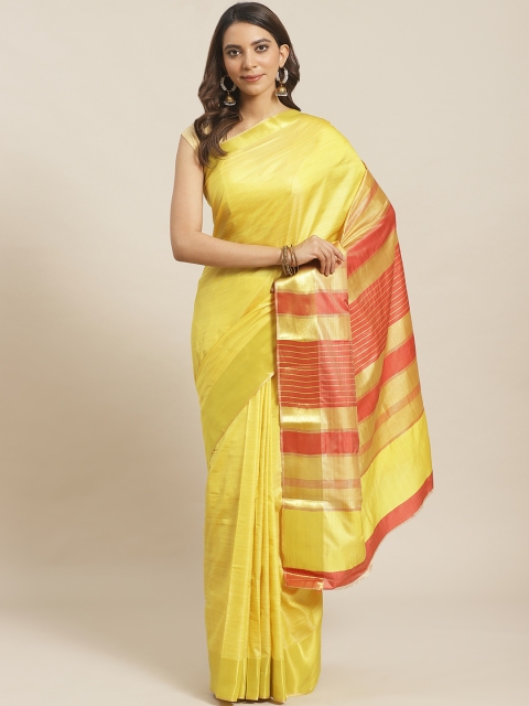 

Mitera Yellow Solid Saree