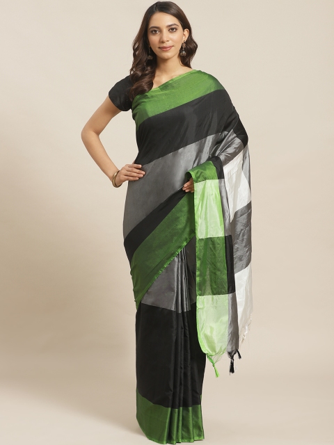 

Mitera Green & Black Striped Saree