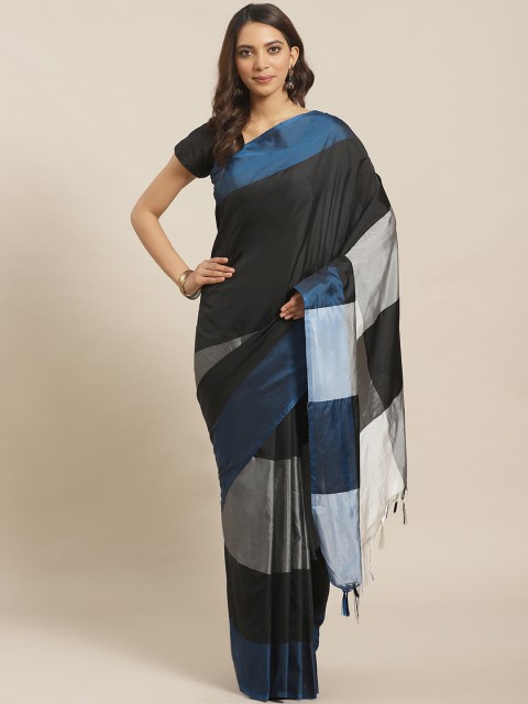 

Mitera Black & Blue Colourblocked Saree