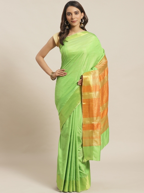 

Mitera Green Solid Saree