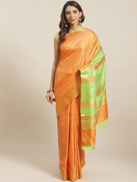 

Mitera Orange Solid Saree
