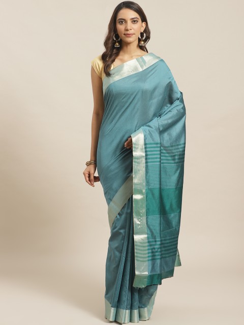 

Mitera Blue Solid Saree