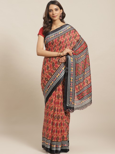 

KALINI Red & Black Printed Saree