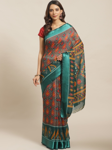 

KALINI Green & Orange Printed Saree