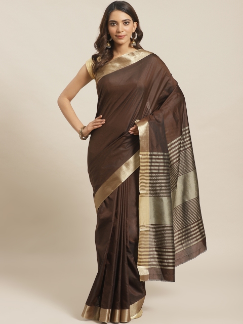 

Mitera Coffee Brown Solid Saree
