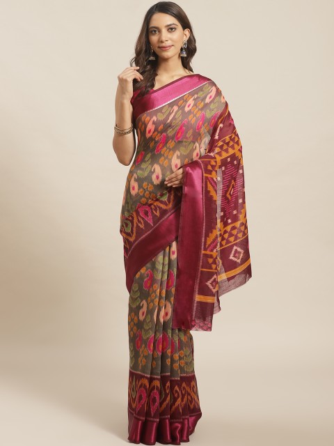 

KALINI Green & Magenta Printed Saree