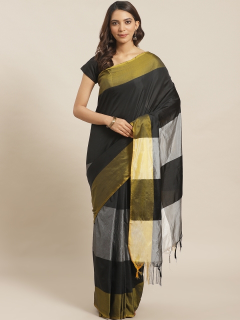 

Mitera Black Solid Saree