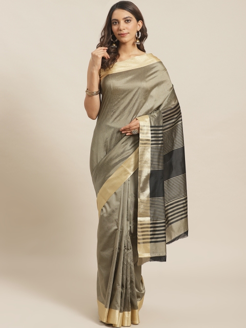 

Mitera Grey & Golden Dual Tone Solid Saree