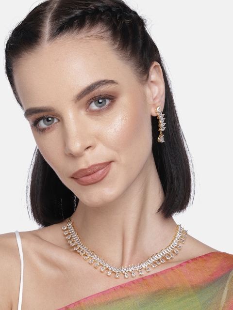 

LAIDA Gold-Plated American Diamond Studded Jewellery Set