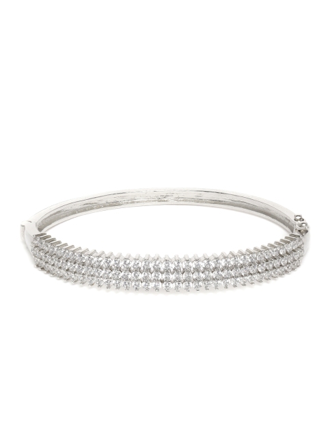 

LAIDA Silver-Plated Studded Handcrafted Bangle-Style Bracelet