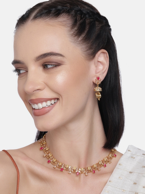 

LAIDA Gold-Plated Polki Studded Handcrafted Choker Jewellery Set