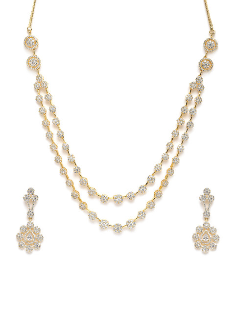 

LAIDA Gold-Plated American Diamond Handcrafted Jewellery Set
