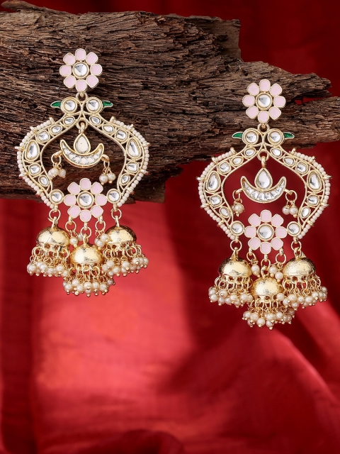 

LAIDA Gold-Plated Kundan Studded Handcrafted Drop Earrings