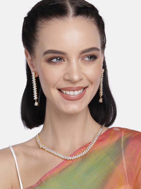 

LAIDA Gold-Plated American Diamond Handcrafted Jewellery Set