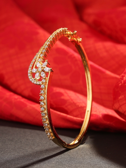 

LAIDA Gold-Toned Gold Plated American Diamond Studded Handcrafted Bracelet