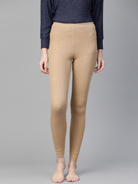 

Marks & Spencer Women Beige Self Striped Thermal Leggings