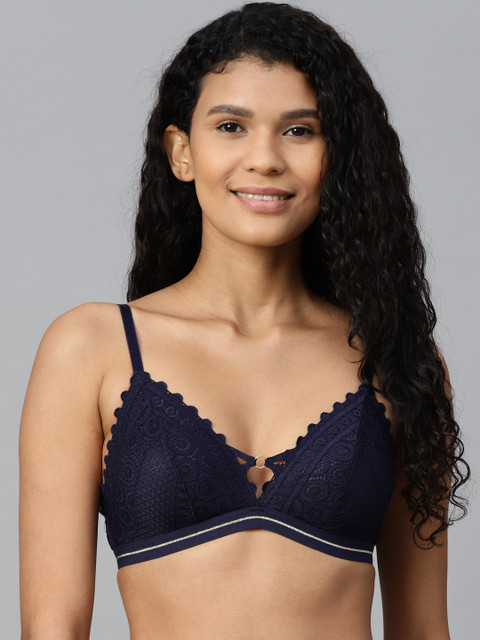

Marks & Spencer Navy Geometric Self Design Non-Wired Non Padded Everyday Bra T817729BNAVY, Navy blue