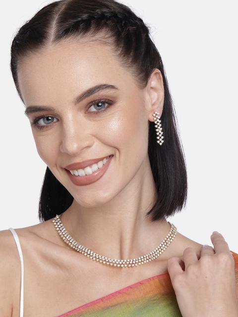 

LAIDA Gold Plated American Diamond Studded Jewellery Set
