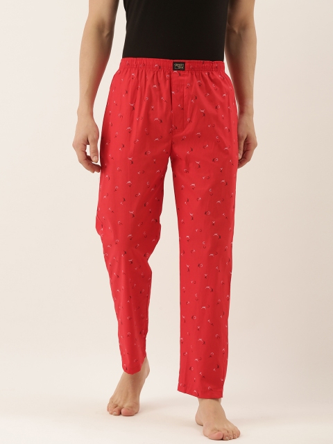 

Urban Dog Men Red & White Geometric Printed Lounge Pants