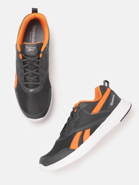 

Reebok Men Charcoal Grey & Orange Woven Design LEAGASIS Running Shoes