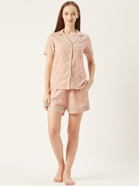 

MABISH by Sonal Jain Women Pink Solid Night suit