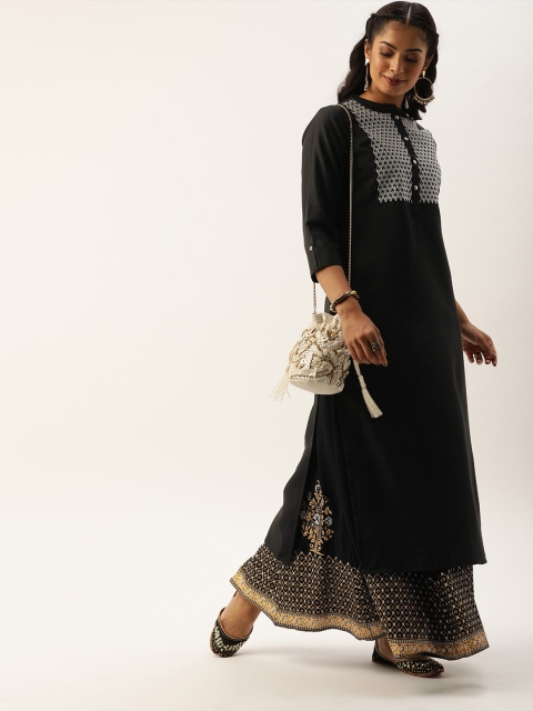 

Varanga Women Black & White Yoke Design Kurta with Skirt