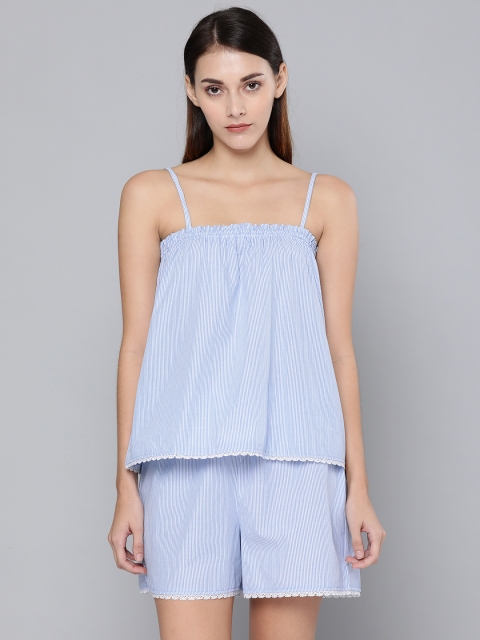

Chemistry Women Blue & White Striped Night suit