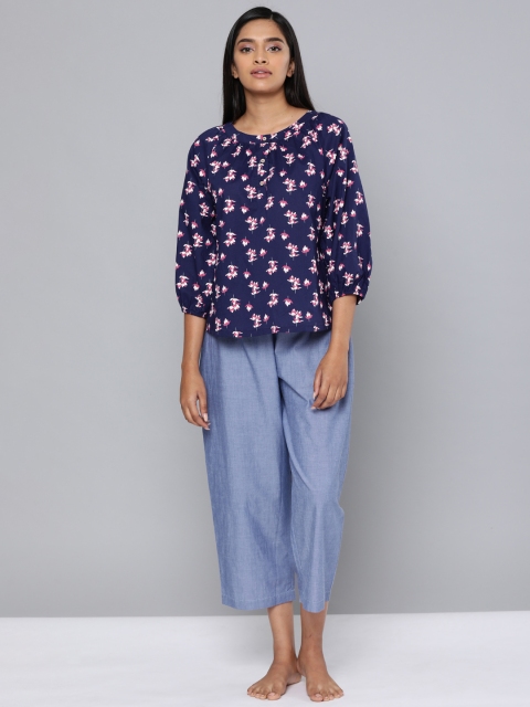 

Chemistry Women Navy Blue Printed Night suit