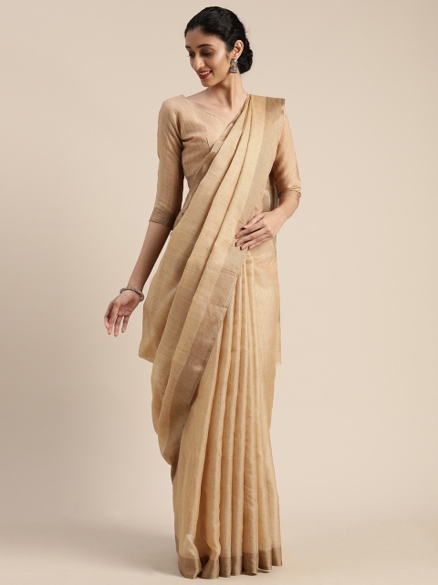 

Mitera Beige Poly Silk Solid Tussar Saree