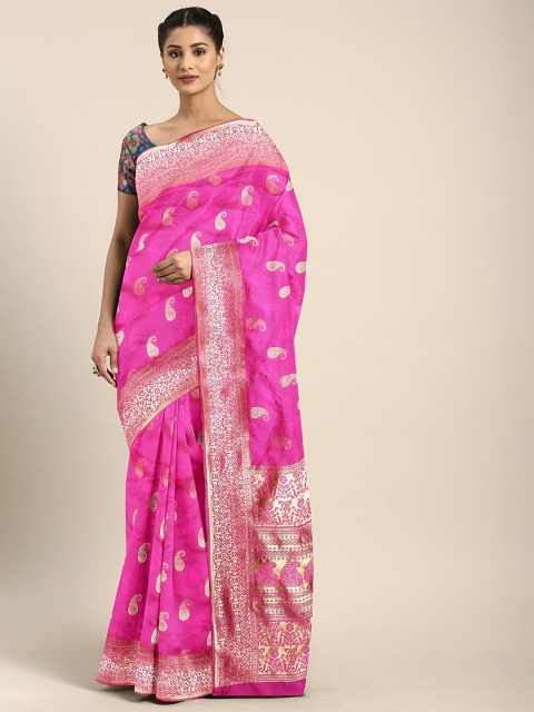 

KALINI Pink Silk Blend Woven Design Patola Saree